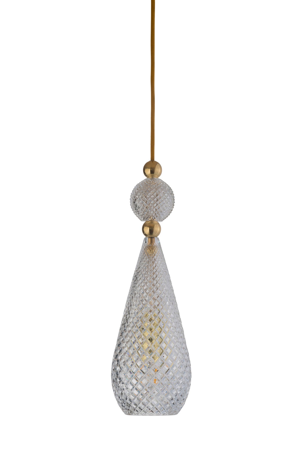 Pakabinamas šviestuvas Smykke Crystal / Gold, Ø12,5 cm – įjungtas