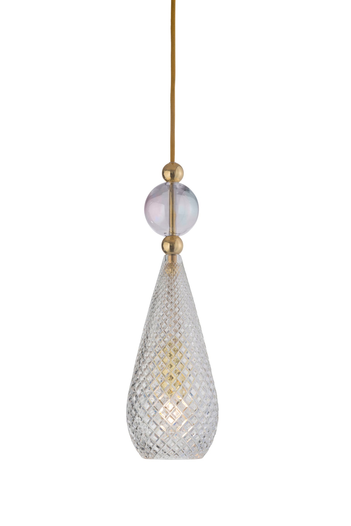 Pakabinamas šviestuvas Smykke Crystal with Chameleon Ball / Gold, Ø12,5 cm – įjungtas