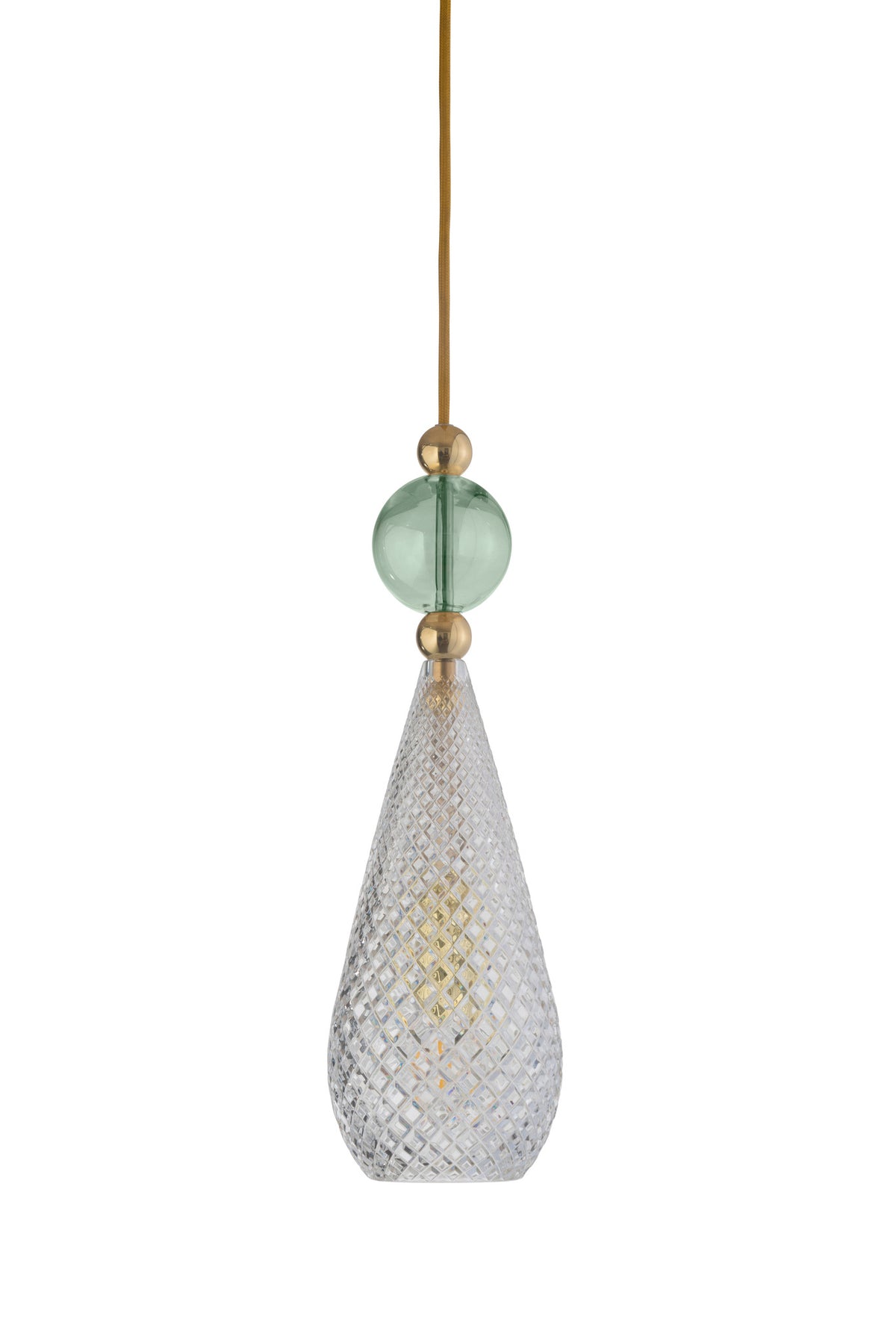 Pakabinamas šviestuvas Smykke Crystal with Forest Green Ball / Gold, Ø12,5 cm