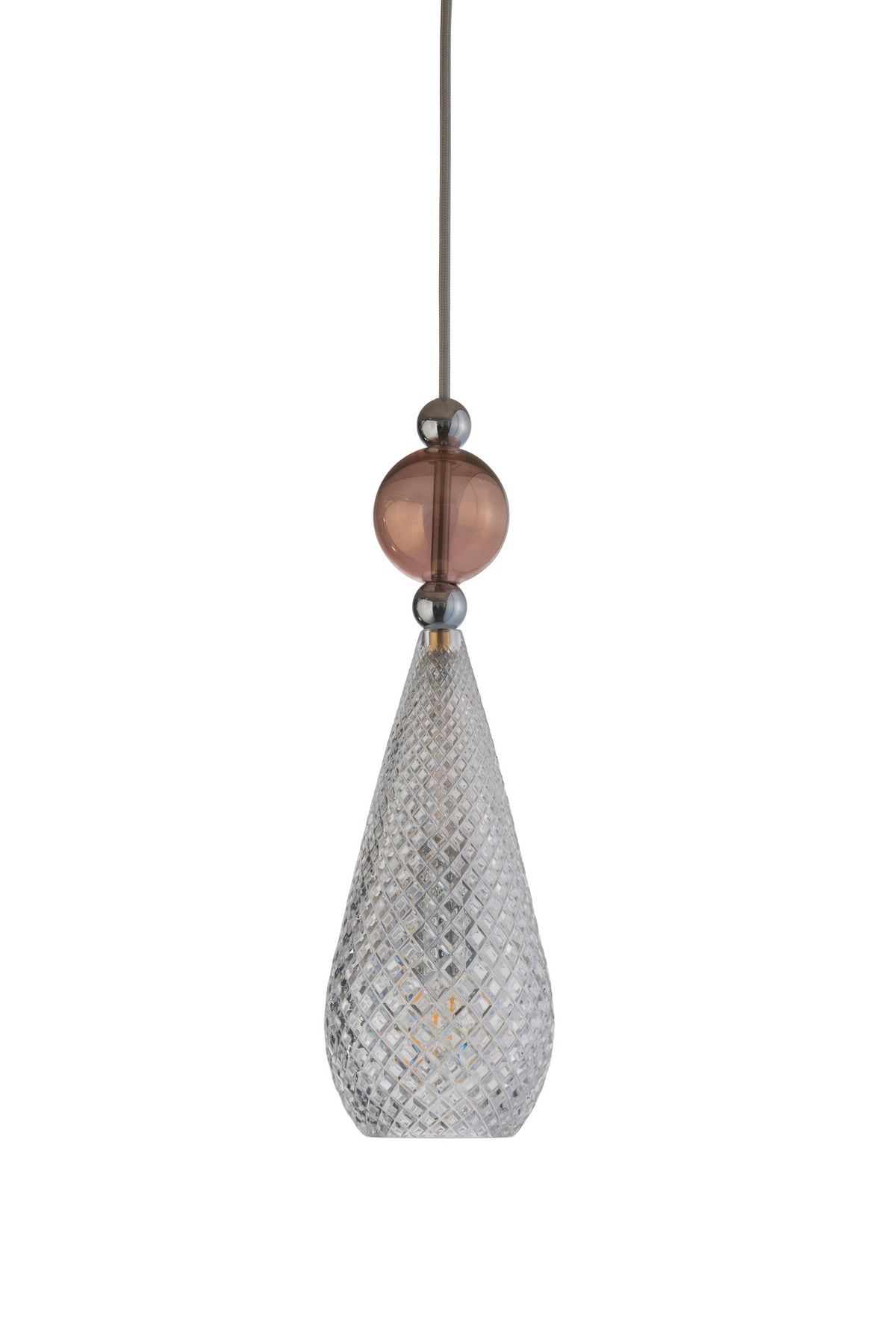 Pakabinamas šviestuvas Smykke Crystal with Obsidian Ball / Silver, Ø12,5 cm