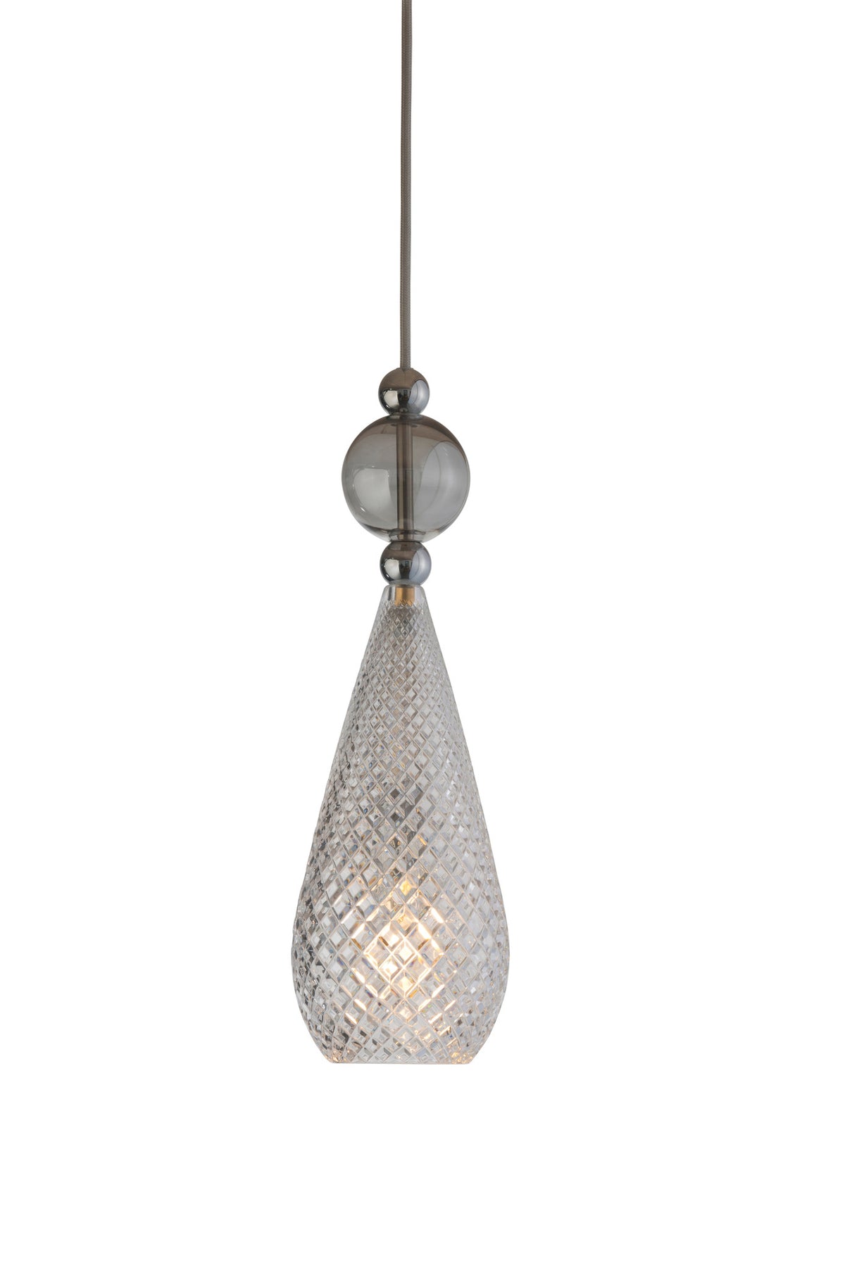 Pakabinamas šviestuvas Smykke Crystal with Smokey Grey Ball / Silver, Ø12,5 cm
