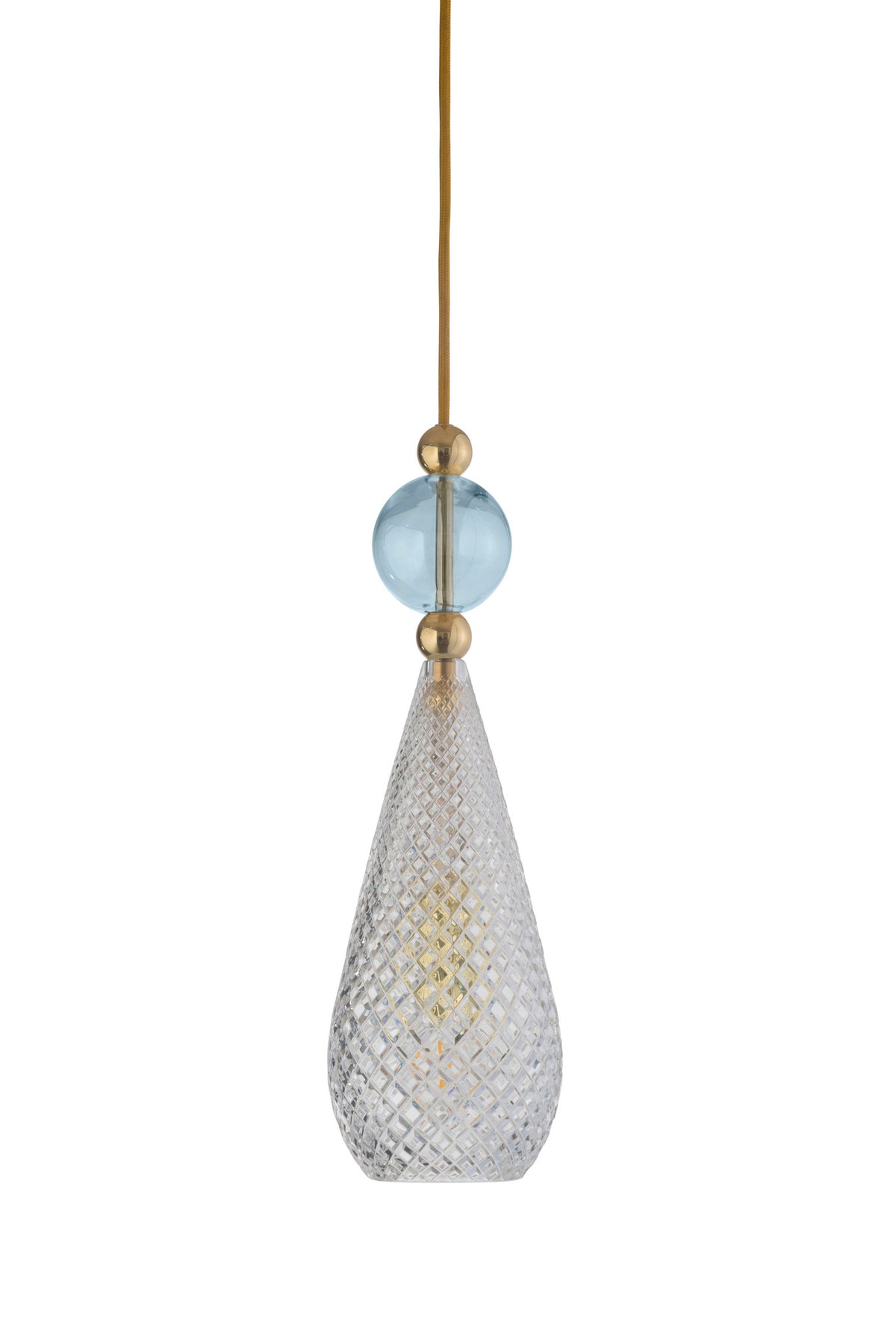 Pakabinamas šviestuvas Smykke Crystal with Topaz Blue Ball / Gold, Ø12,5 cm