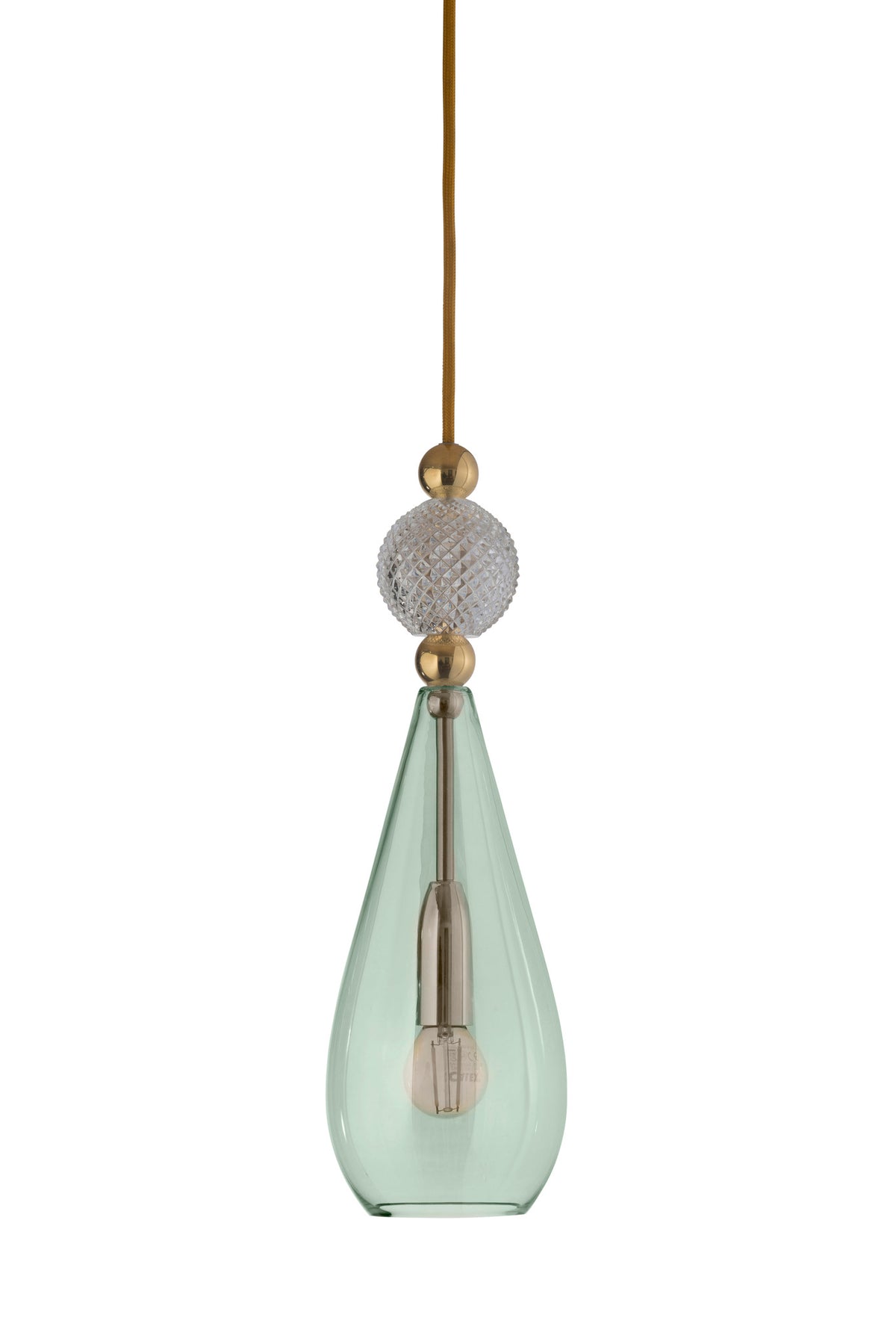 Pakabinamas šviestuvas Smykke Forest Green with Crystal Ball / Gold, Ø12,5 cm