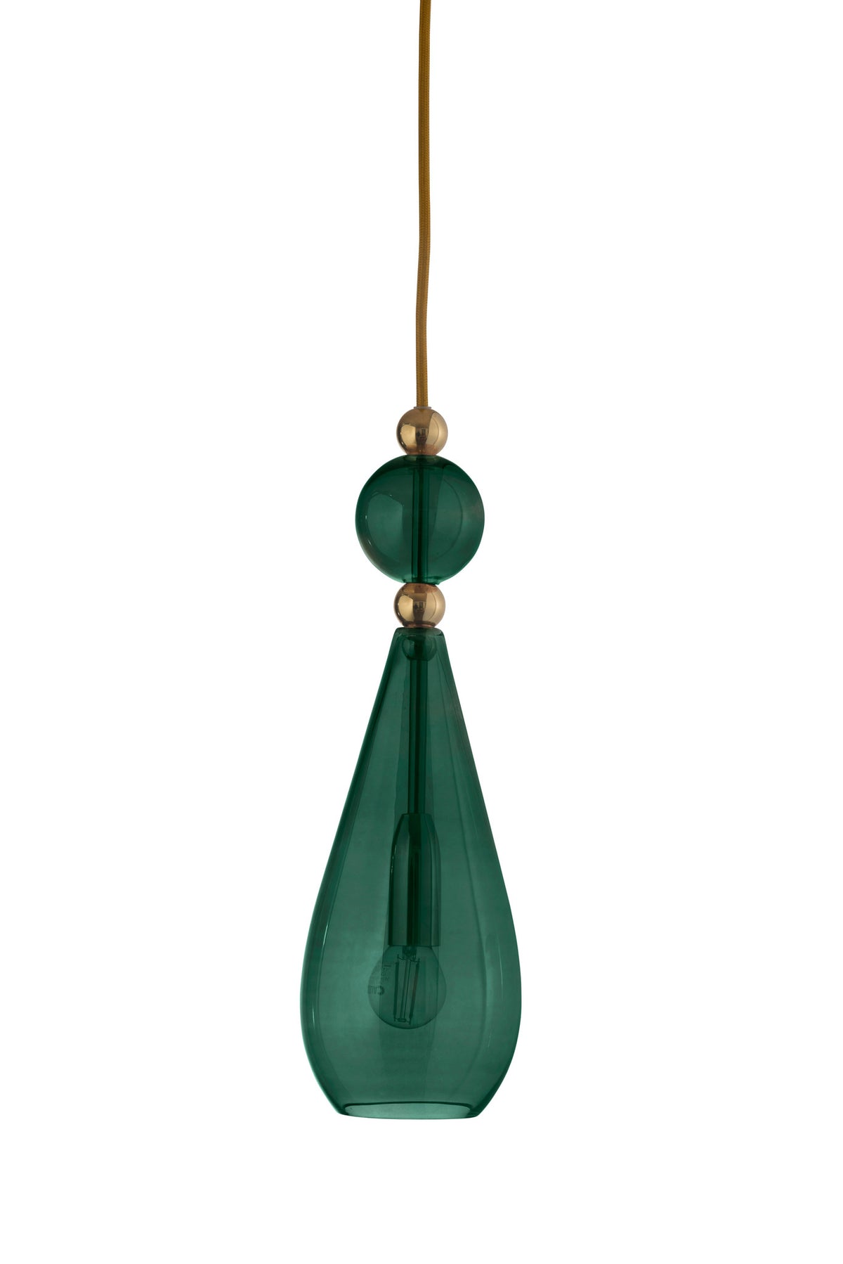 Pakabinamas šviestuvas Smykke Ivy Green / Gold, Ø12,5 cm – įjungtas