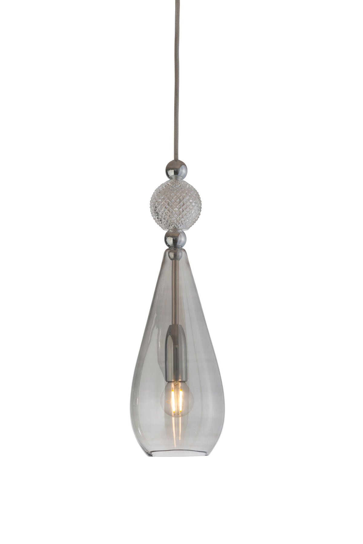 Pakabinamas šviestuvas Smykke Smokey Grey with Crystal Ball / Silver, Ø12,5 cm