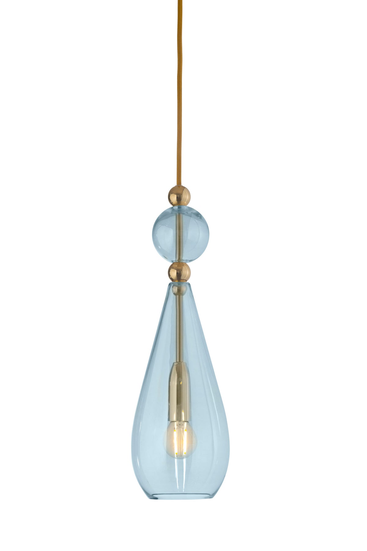 Pakabinamas šviestuvas Smykke Topaz Blue / Gold, Ø12,5 cm – įjungtas