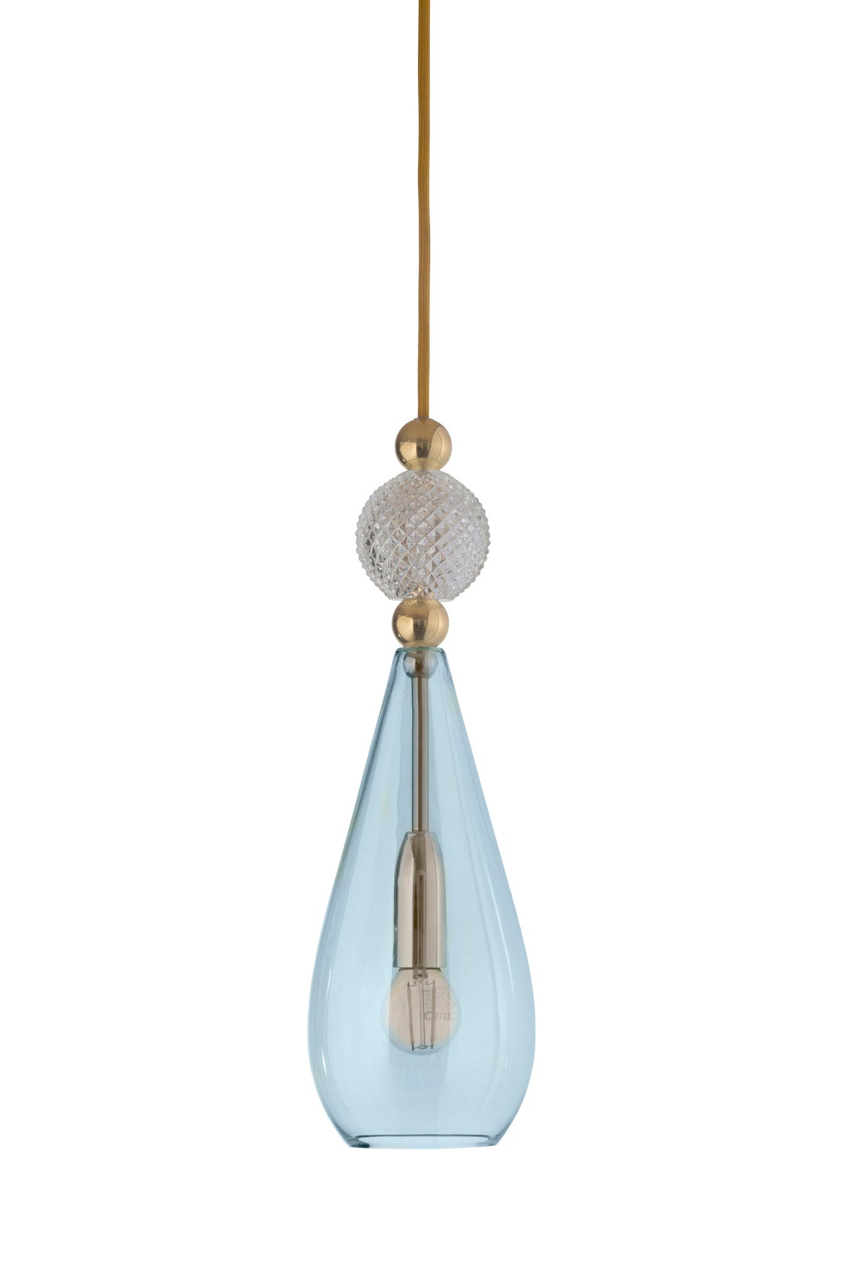 Pakabinamas šviestuvas Smykke Topaz Blue with Crystal Ball / Gold, Ø12,5 cm