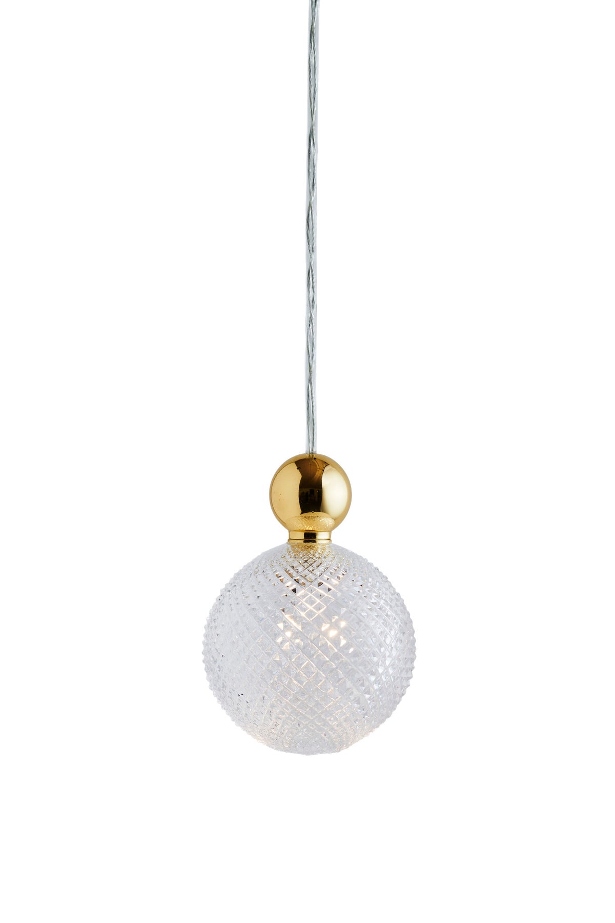 Pakabinamas šviestuvas Uva L Crystal Mini Check / Gold, Ø10 cm – įjungtas