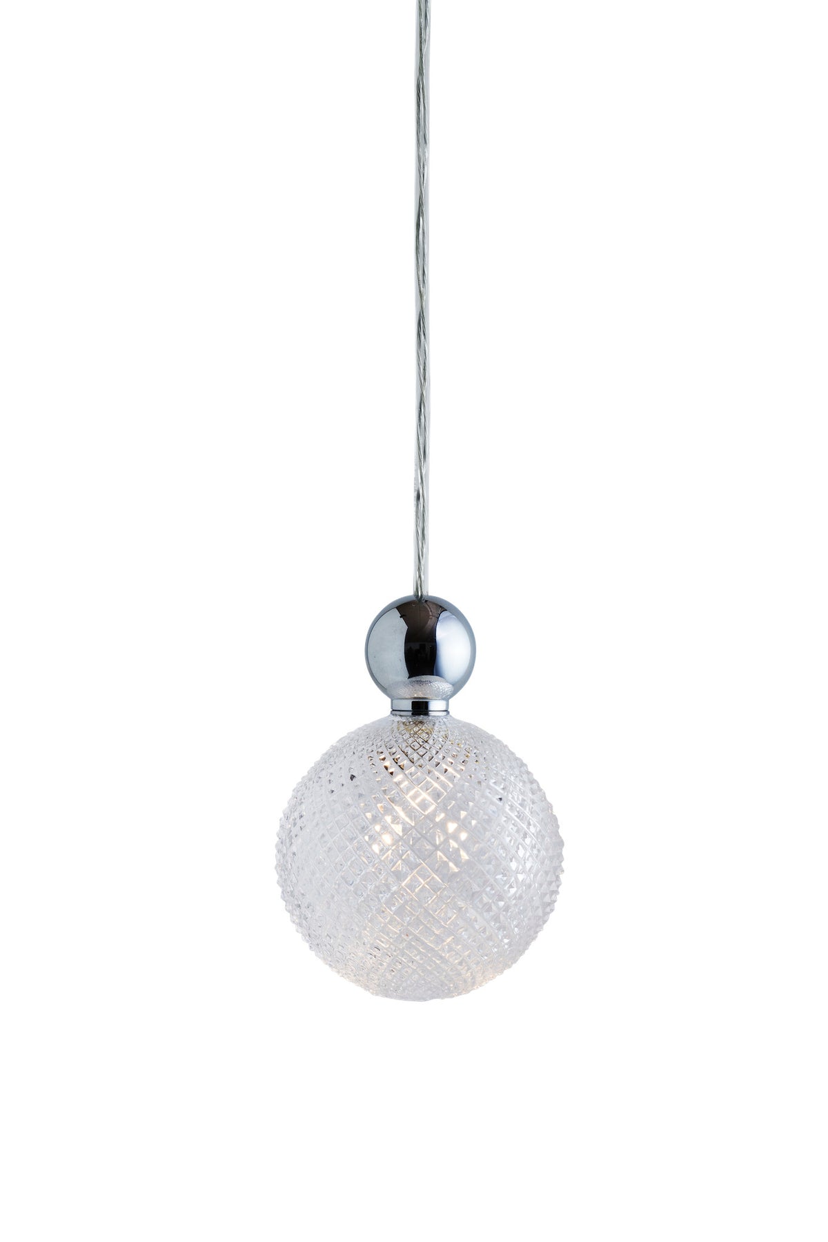 Pakabinamas šviestuvas Uva L Crystal Mini Check / Silver, Ø10 cm – įjungtas