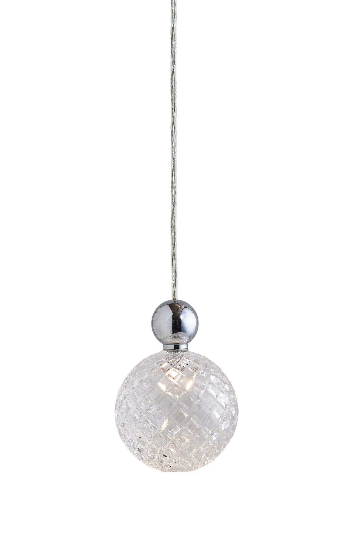 Pakabinamas šviestuvas Uva L Crystal Small Check / Silver, Ø10 cm – įjungtas
