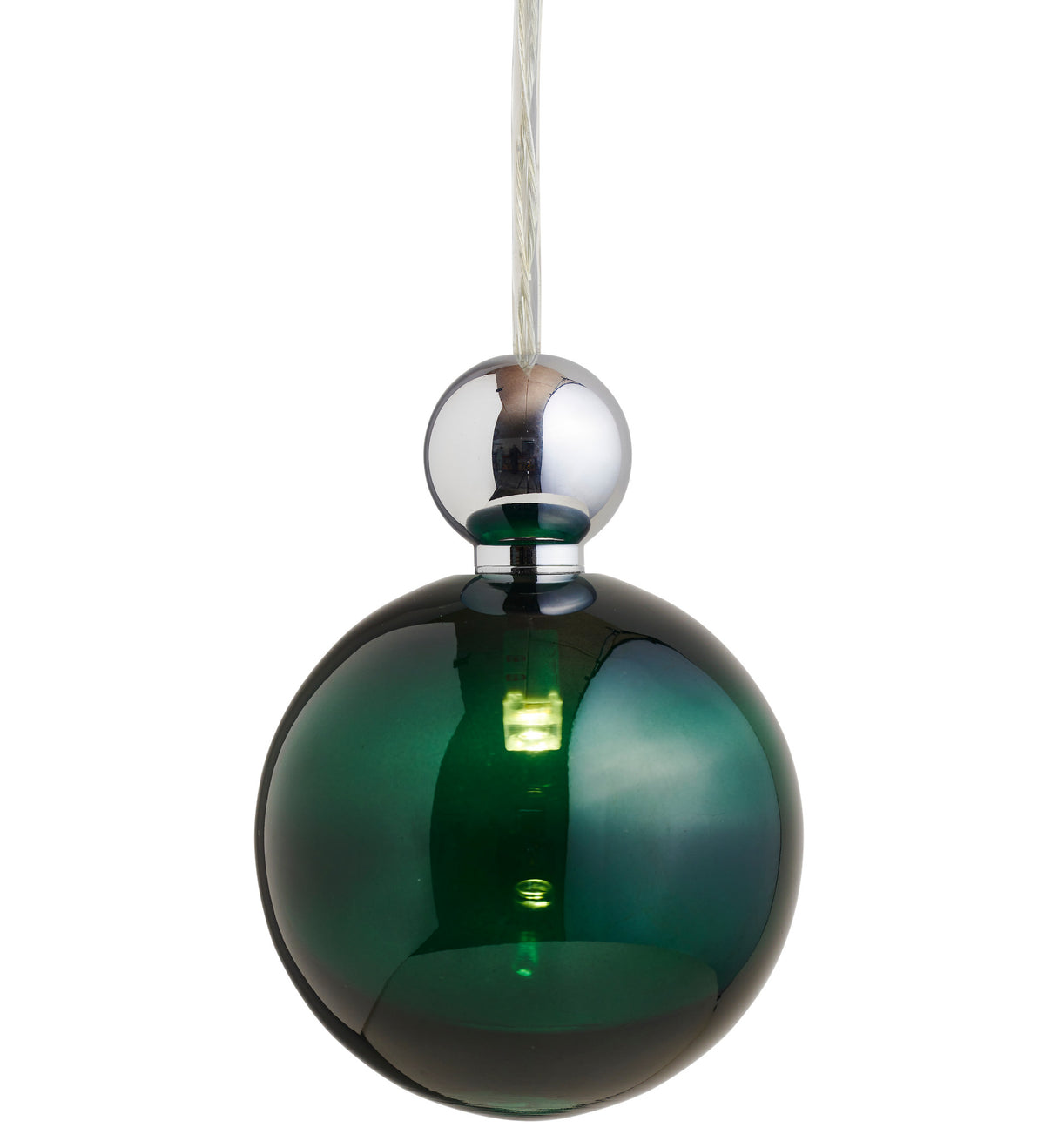 Pakabinamas šviestuvas Uva L Ivy Green / Silver, Ø10 cm – įjungtas