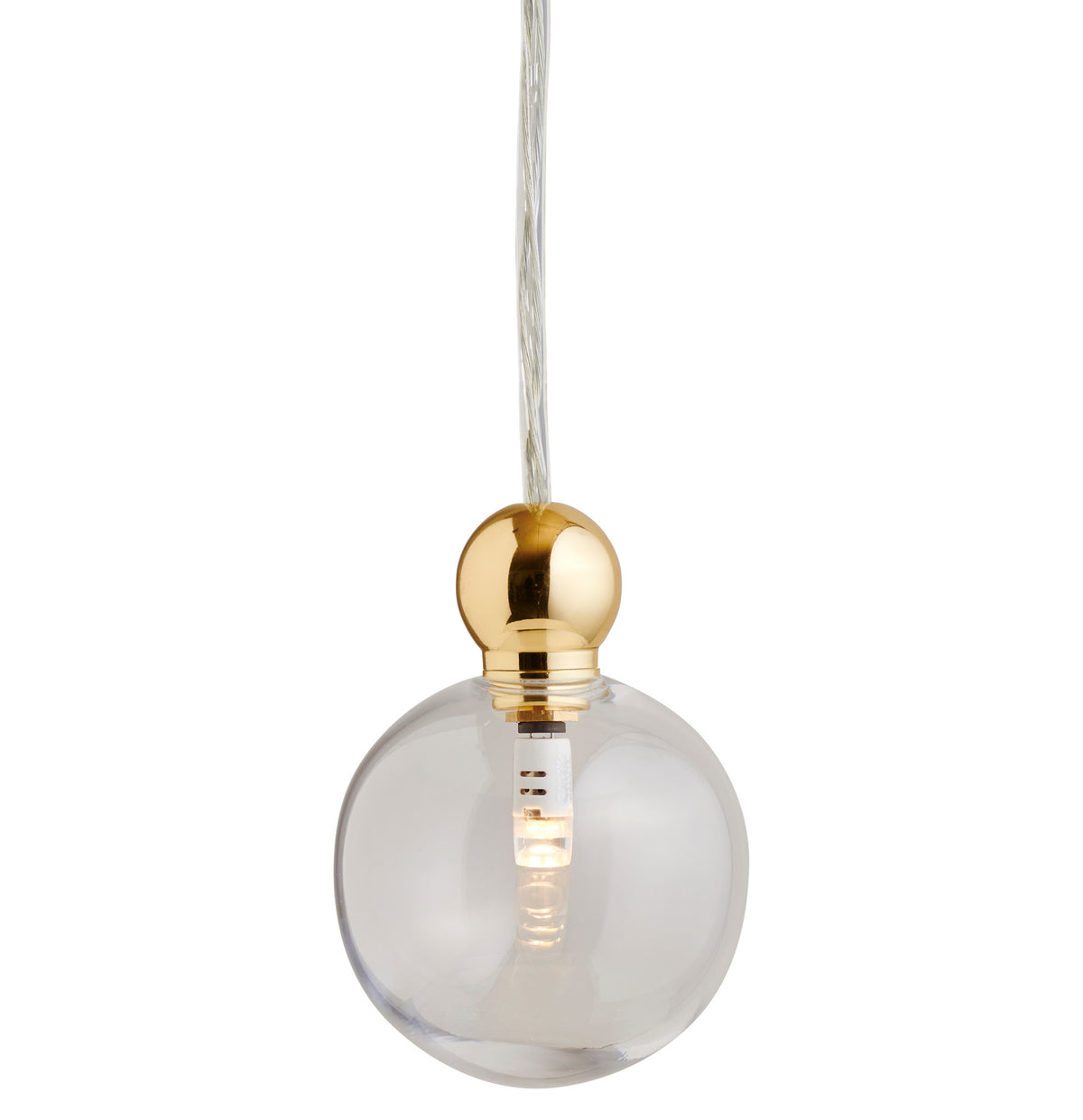 Pakabinamas šviestuvas Uva M Clear / Gold, Ø7 cm