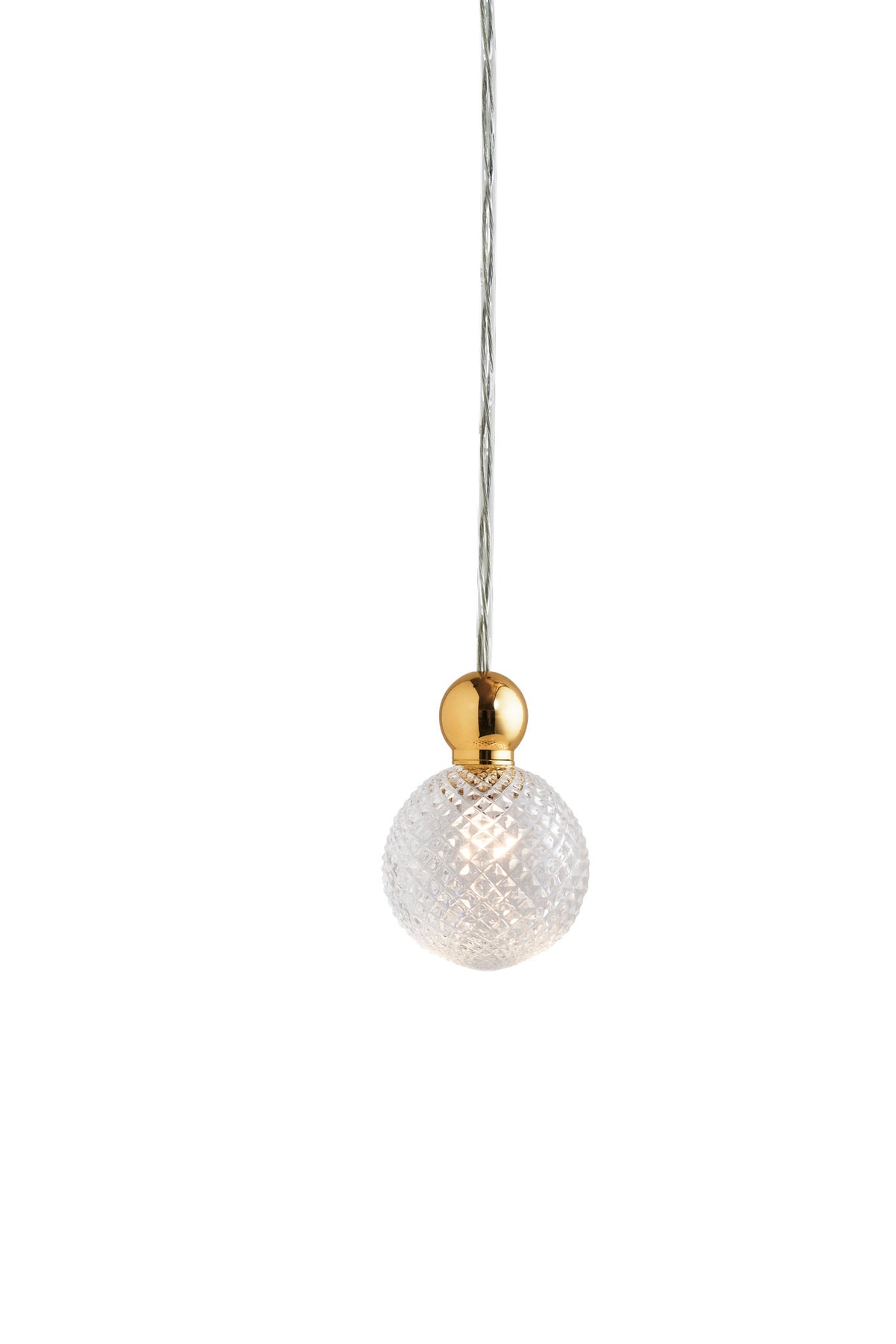 Pakabinamas šviestuvas Uva M Crystal Mini Check / Gold, Ø7 cm – įjungtas