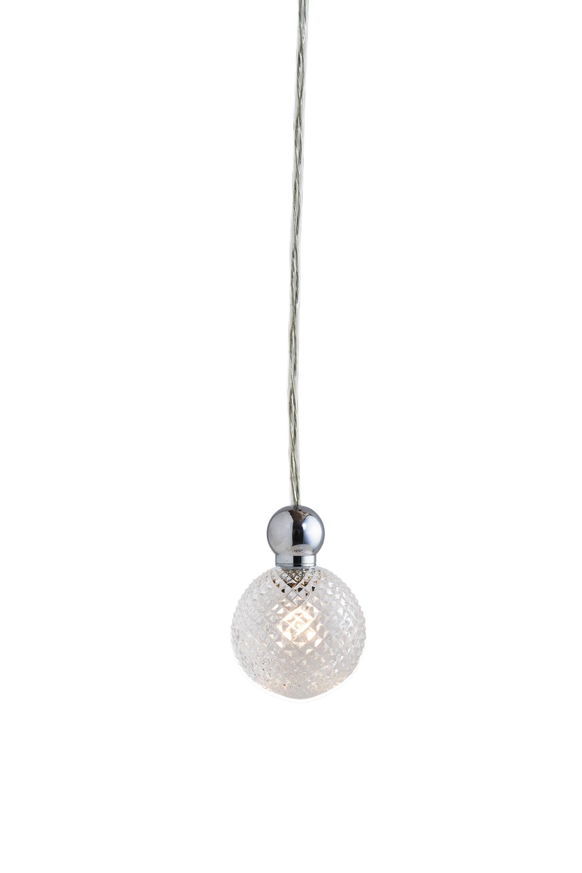 Pakabinamas šviestuvas Uva M Crystal Mini Check / Silver, Ø7 cm – įjungtas