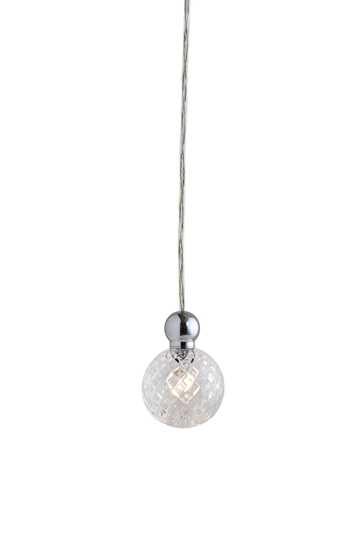 Pakabinamas šviestuvas Uva M Crystal Small Check / Silver, Ø7 cm – įjungtas