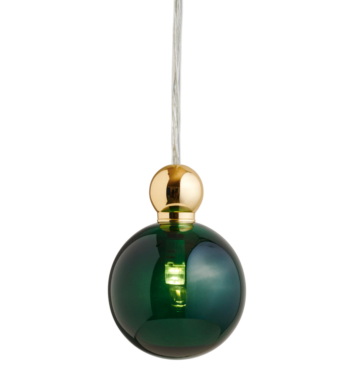 Pakabinamas šviestuvas Uva M Ivy Green / Gold, Ø7 cm – įjungtas