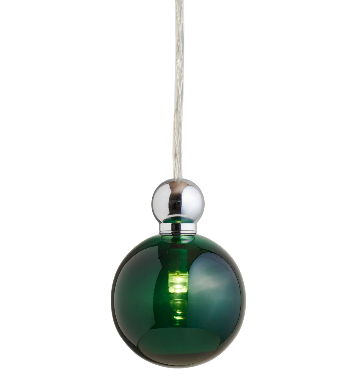 Pakabinamas šviestuvas Uva M Ivy Green / Silver, Ø7 cm – įjungtas
