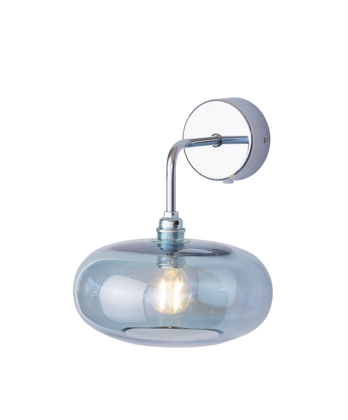 Sieninis šviestuvas Horizon Ø21 cm, Topaz Blue – įjungtas
