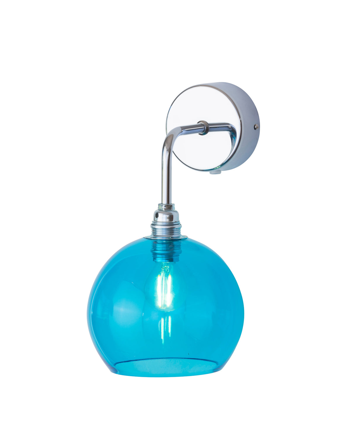 Sieninis šviestuvas Rowan Pool Blue / Silver, Ø15,5 cm – įjungtas