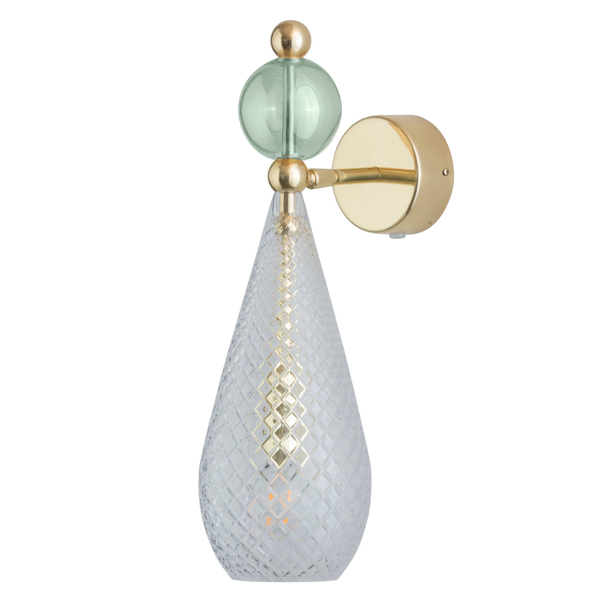 Sieninis šviestuvas Smykke Crystal with Forest Green Ball / Gold, Ø12,5 cm