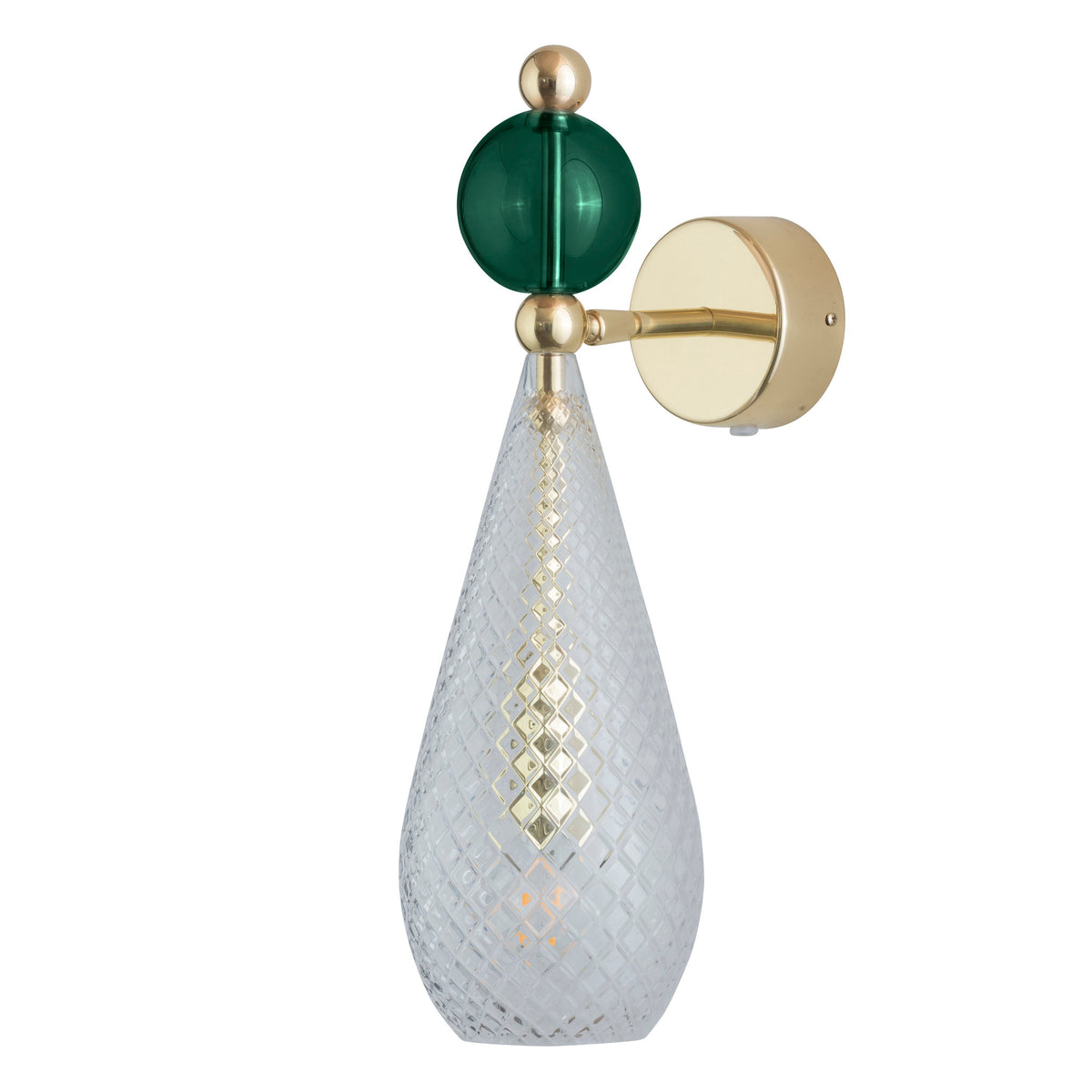 Sieninis šviestuvas Smykke Crystal with Ivy Green Ball / Gold, Ø12,5 cm