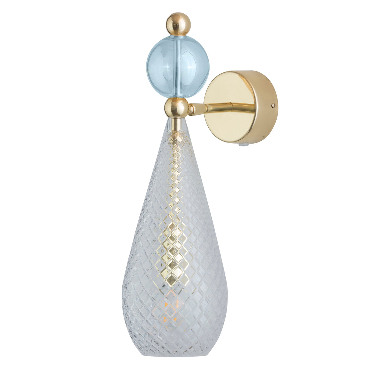 Sieninis šviestuvas Smykke Crystal with Topaz Blue Ball / Gold, Ø12,5 cm