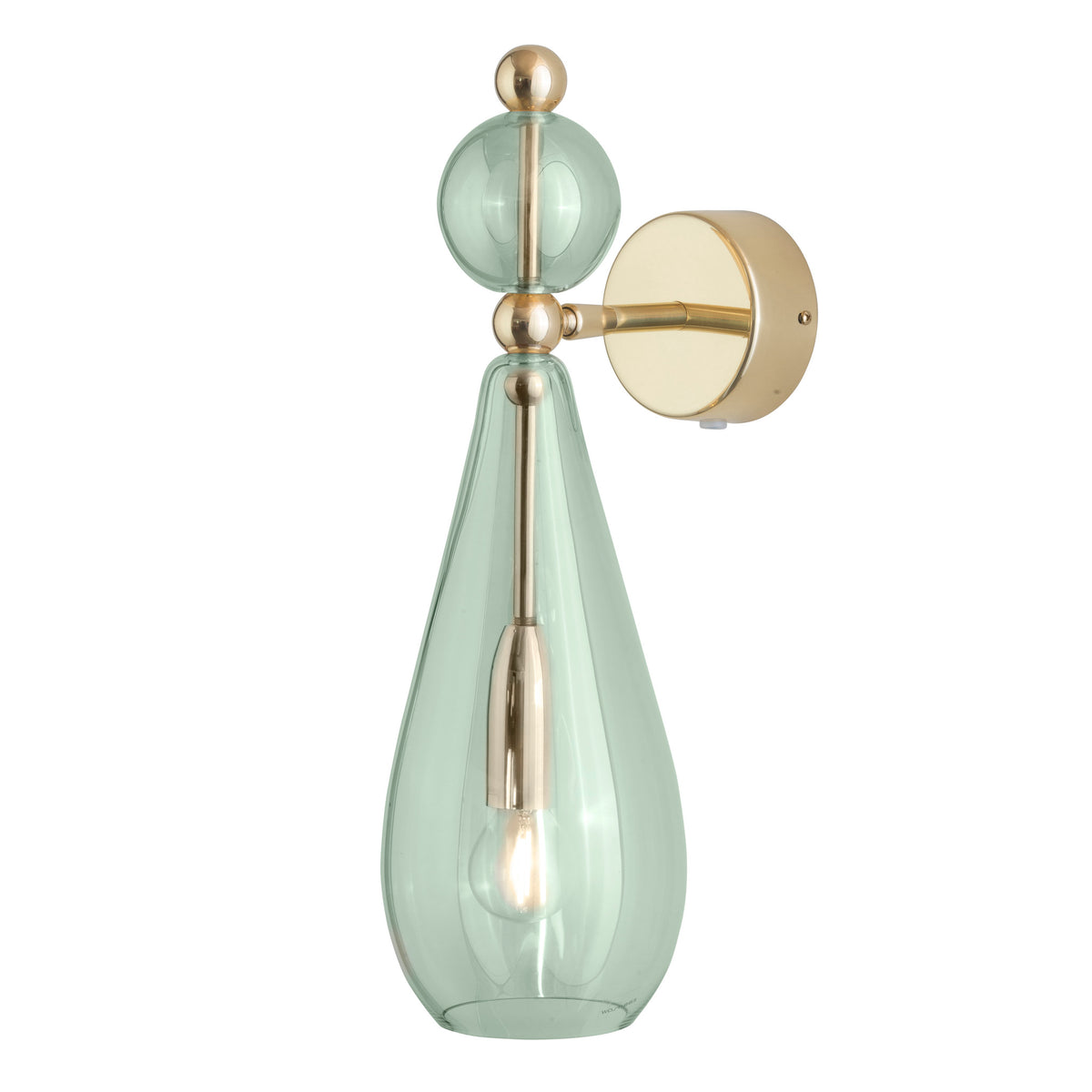 Sieninis šviestuvas Smykke Forest Green / Gold, Ø12,5 cm – įjungtas