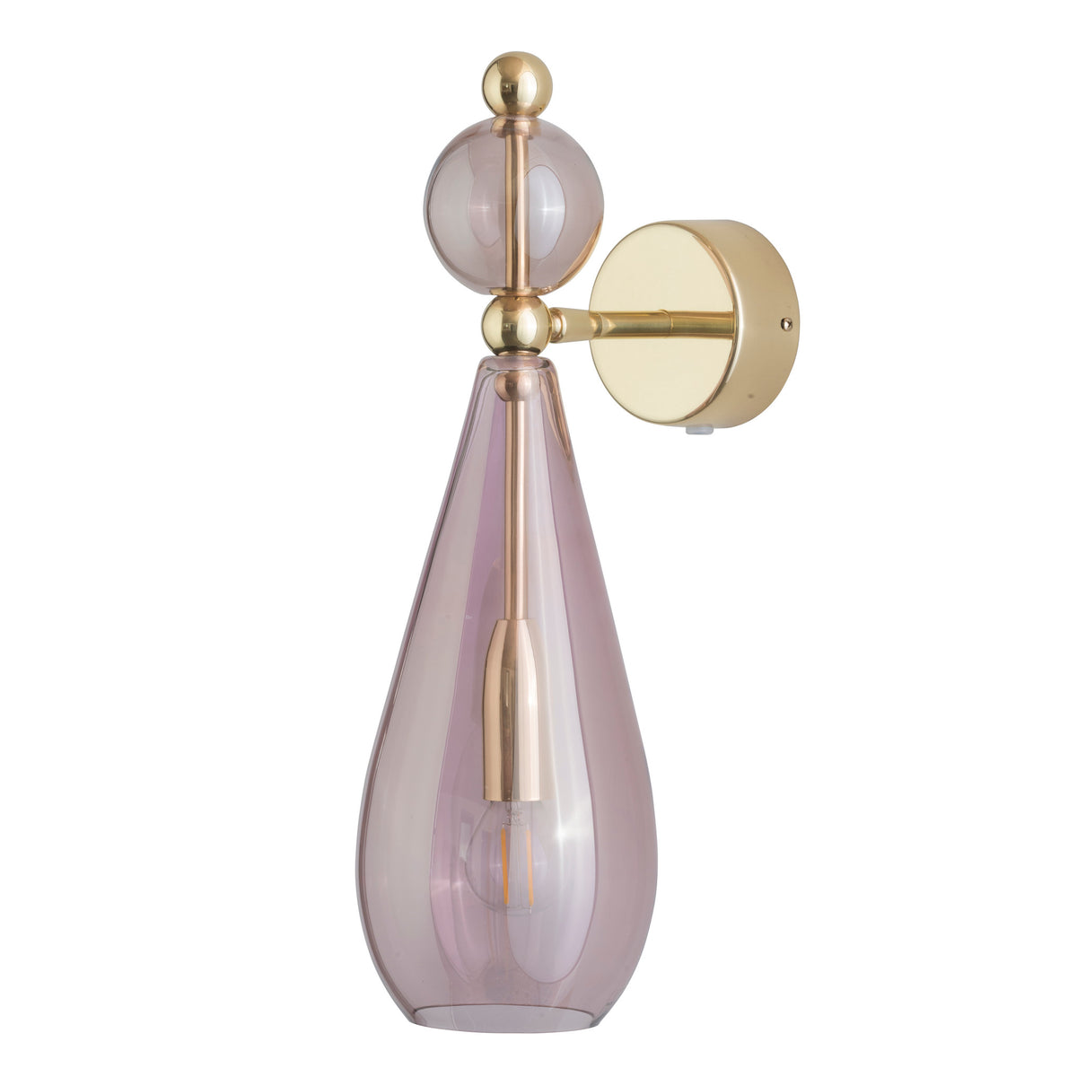 Sieninis šviestuvas Smykke Obsidian / Gold, Ø12,5 cm – įjungtas