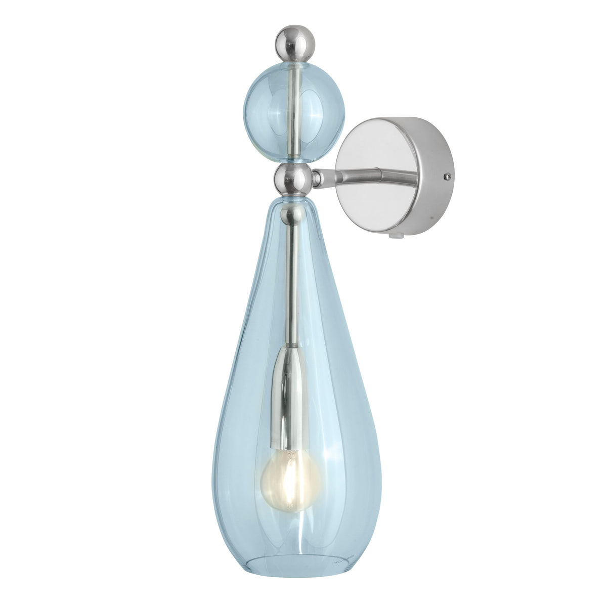 Sieninis šviestuvas Smykke Topaz Blue / Silver, Ø12,5 cm – įjungtas