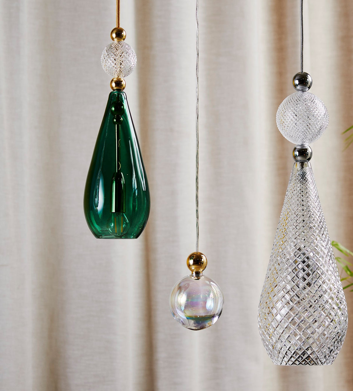 Smykke pendant lamp Golden Smoke with Crystal Ball / Gold, Ø12.5 cm