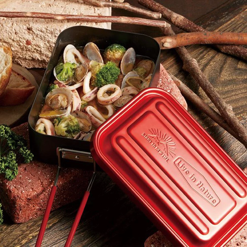 Aluminum Messtin Red metal food box / cooking pot, 850 ml