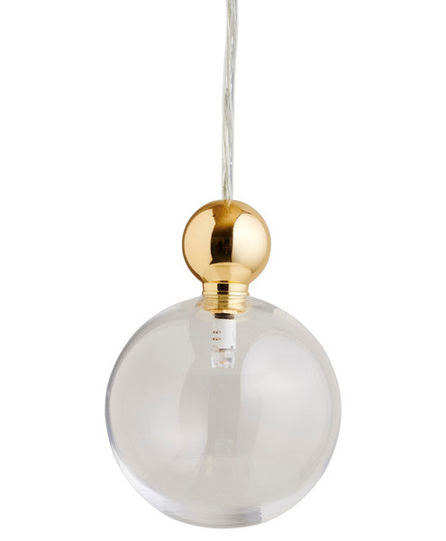 Uva L Clear / Gold pendant lamp, Ø10 cm