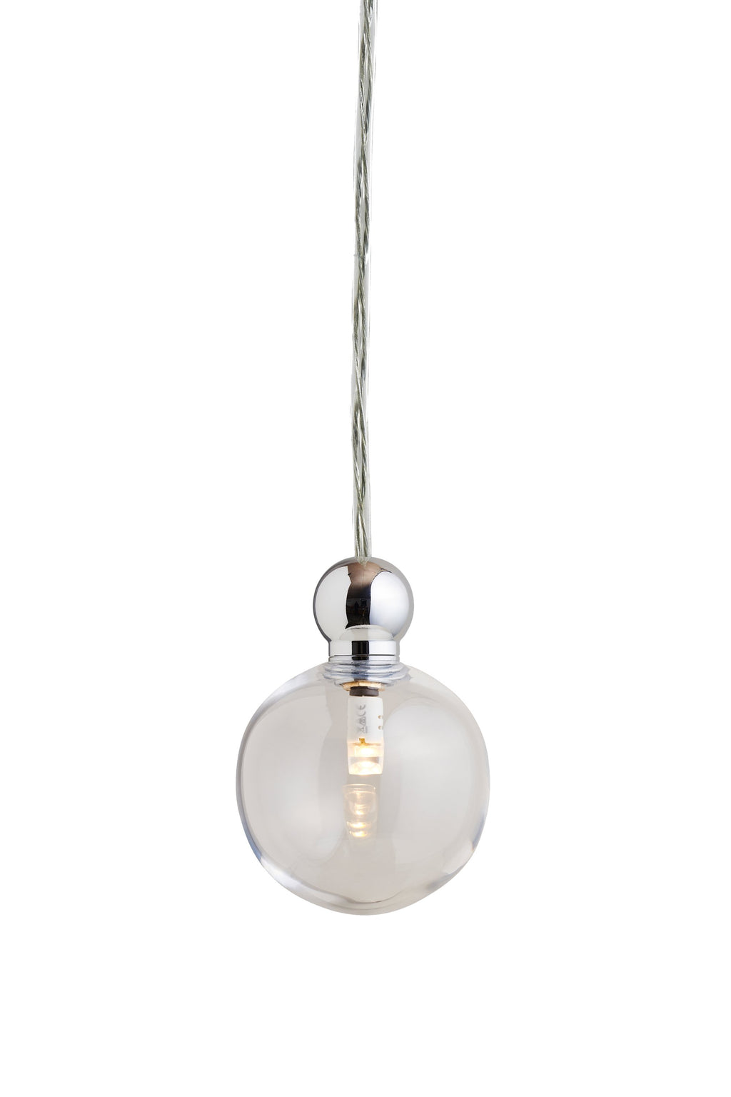 Uva M Clear / Silver pendant lamp, Ø7 cm