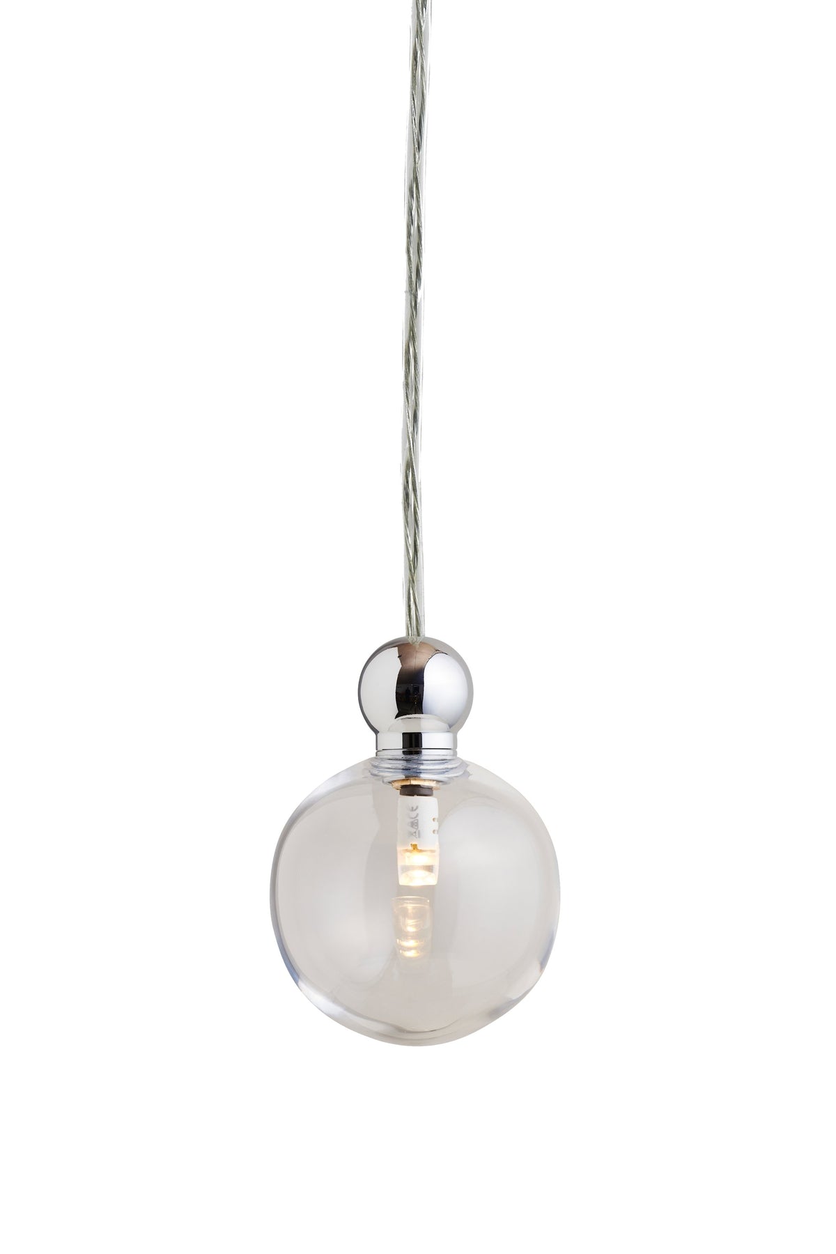 Uva M Clear / Silver pendant lamp, Ø7 cm