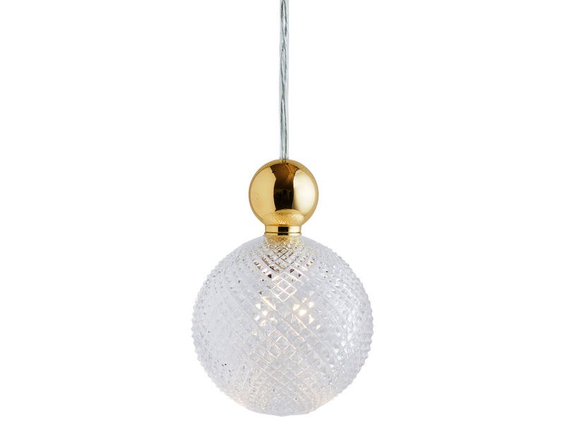 Uva L Crystal Mini Check / Gold pendant lamp, Ø10 cm