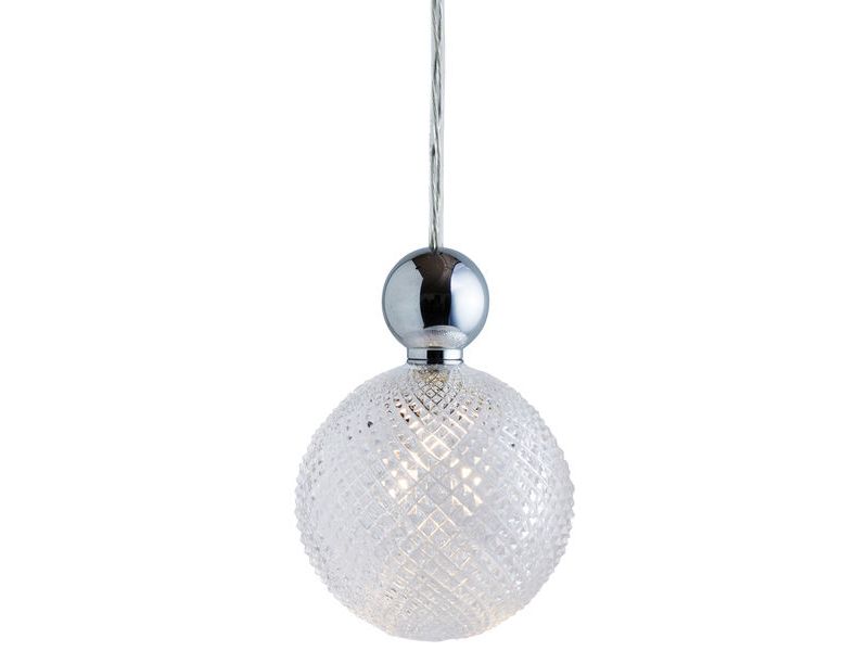 Uva L Crystal Mini Check / Silver pendant lamp, Ø10 cm