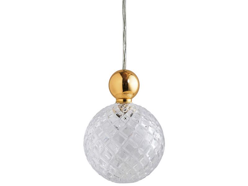 Uva L Crystal Small Check / Gold pendant lamp, Ø10 cm