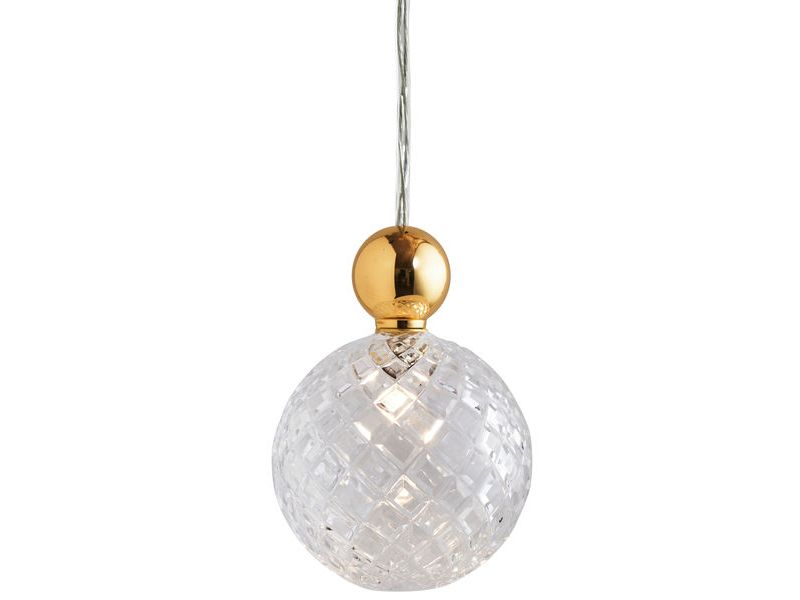 Uva L Crystal Small Check / Gold pendant lamp, Ø10 cm