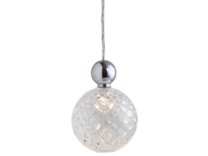 Uva L Crystal Small Check / Silver pendant lamp, Ø10 cm