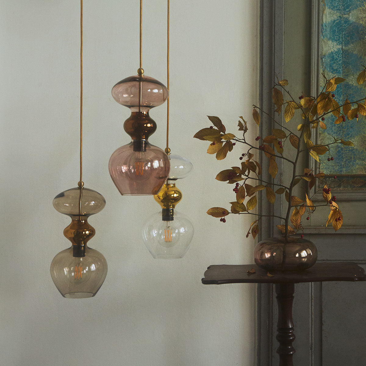 Futura pendant lamp, Golden Smoke / Gold, H37 cm