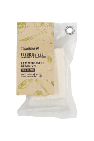 Druskos muilas FLEUR DE SEL citrinžolė + pelargonija