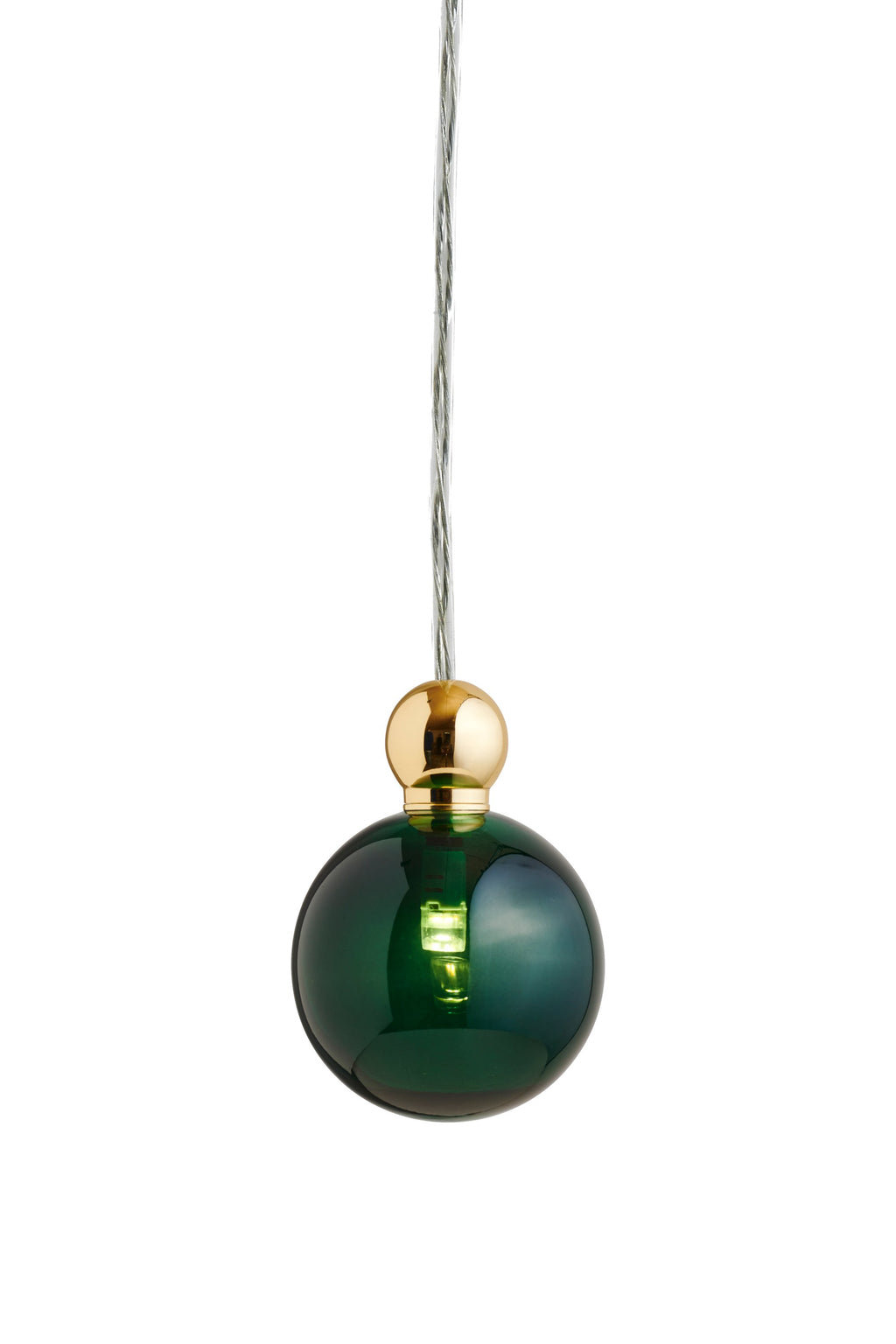 Uva M Ivy Green / Gold pendant lamp, Ø7 cm