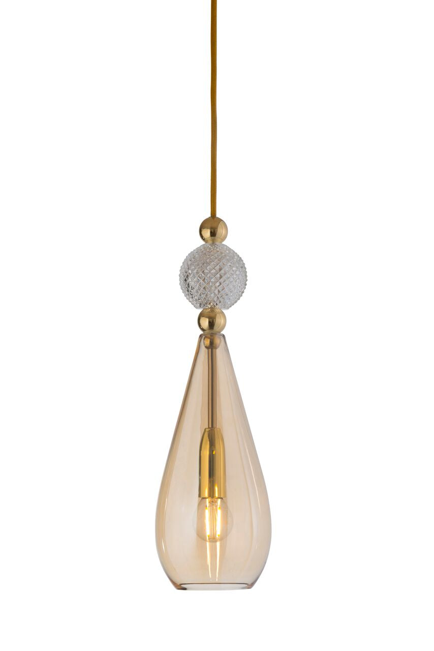 Smykke pendant lamp Golden Smoke with Crystal Ball / Gold, Ø12.5 cm