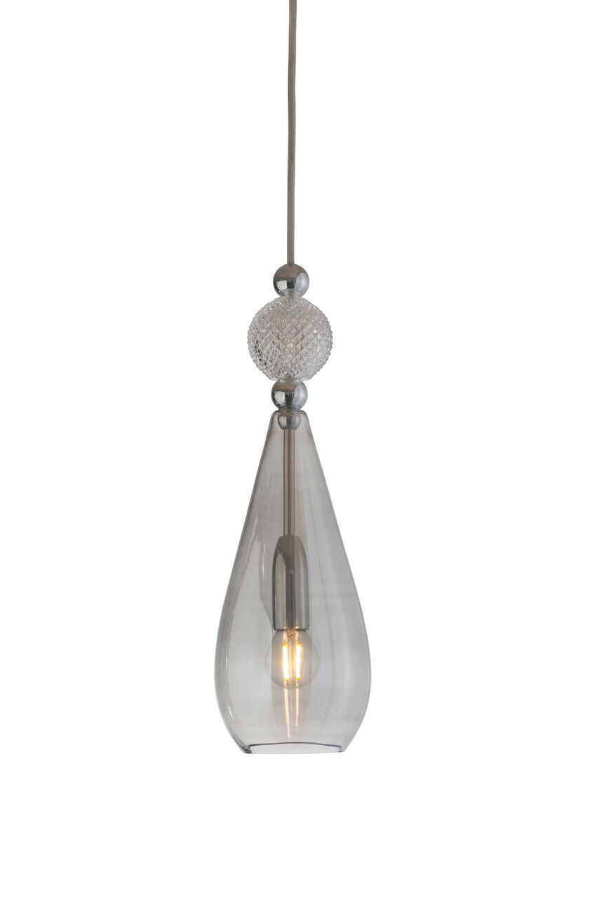Pakabinamas šviestuvas Smykke Smokey Grey with Crystal Ball / Silver, Ø12.5 cm