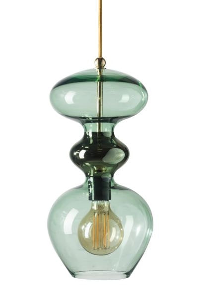 Futura pendant lamp, Forest Green / Gold, H37 cm