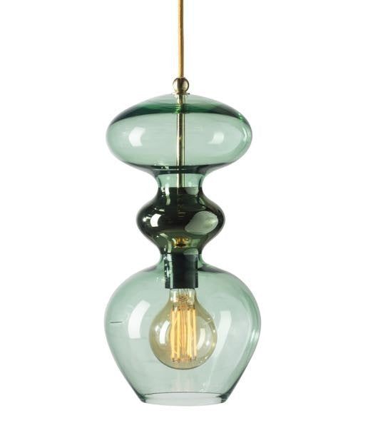 Futura pendant lamp, Forest Green / Gold, H37 cm