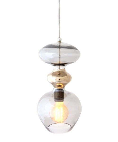 Futura pendant lamp, Smokey Grey / Gold, H37 cm