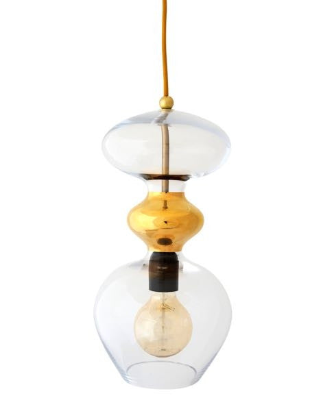 Futura pendant lamp, Clear / Gold, H37 cm