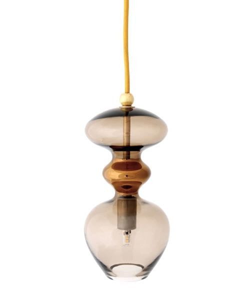 Futura pendant lamp, Chestnut Brown / Gold, H24 cm