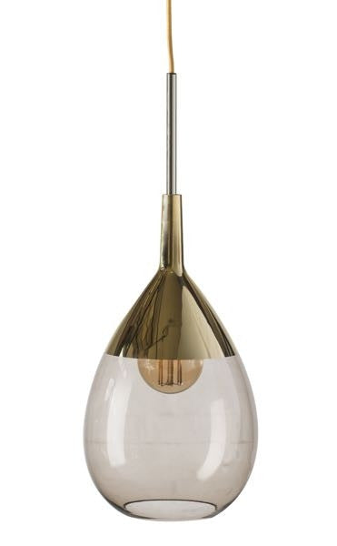 Lute M pendant lamp, Chestnut Brown / Gold, H49 cm